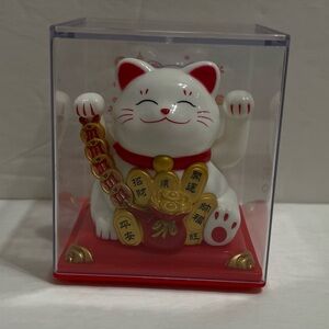 Solar Lucky Cat Waving Arm Solar Toy-white,2” Tall,New